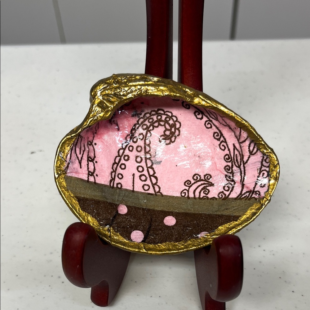 Pink and Gold Decorative Trinket Shell Dish
